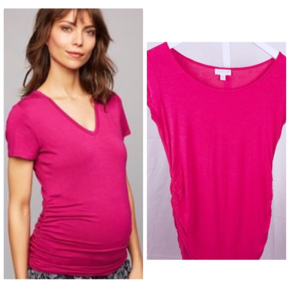 A Pea in the Pod Tops - A Pea In the Pod Maternity T-shirt Ruching XS Pink